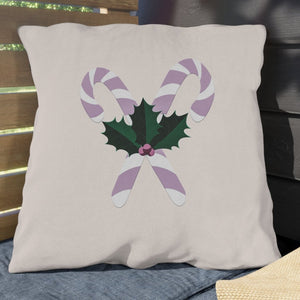 throw pillow with 'Pastel Candy Cane Christmas Decor' design