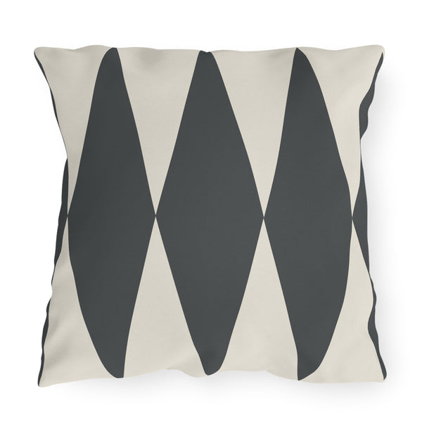 Dark Grey Ivory Diamonds Indoor Outdoor Throw Pillow