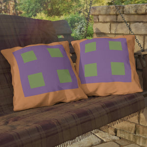 Pastel Orange Green Purple Indoor Outdoor Pillow