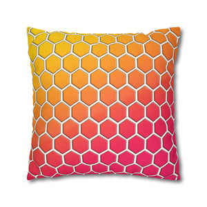 Honeycomb Rainbow Spring Faux Suede Throw Pillow Cover