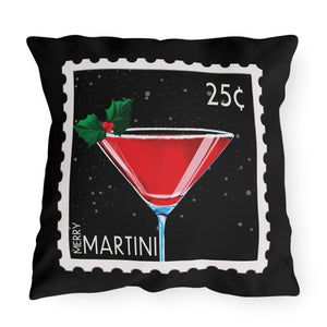 throw pillow with 'Merry Martini Christmas' design