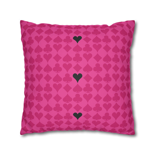 Playing Cards Heart Pink and Black Soft Accent Pillow Cover