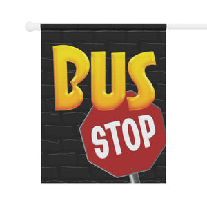 Garden flag with 'School Bus Children's Stop Sign' design