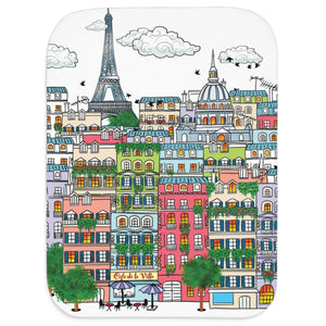 soft sherpa blanket with 'Whimsical Paris France' design