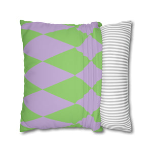 Reversible Purple Harlequin Pillow Cover