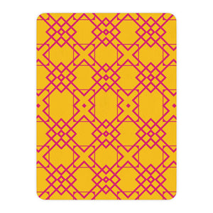 Yellow & Pink Geometric Sherpa Throw Blanket