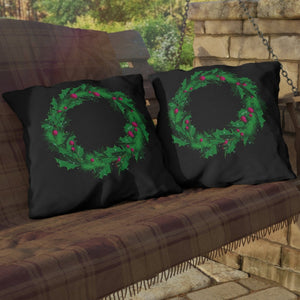 Holiday Wreath Pillow Outdoor Throw Pillow