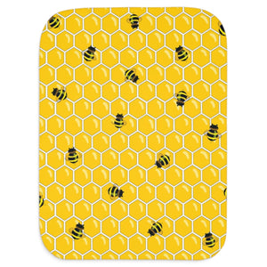 Soft sherpa blanket with 'Honey Bee Print | Newborn Gift' design