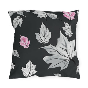 Reversible Grey & Pink Fall Indoor Outdoor Pillow