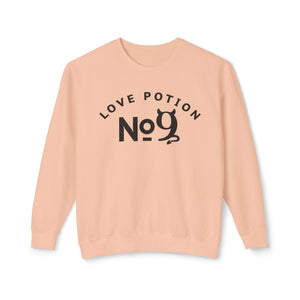 Espresso sweatshirt with 'Love Potion No 9 Halloween' design on a plain background