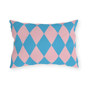 Reversible Blue Pink Harlequin Indoor Outdoor Pillow