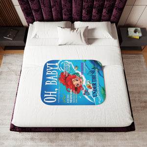 soft sherpa blanket with 'Little Mermaid Illustrated' design