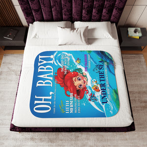 soft sherpa blanket with 'Little Mermaid Illustrated' design
