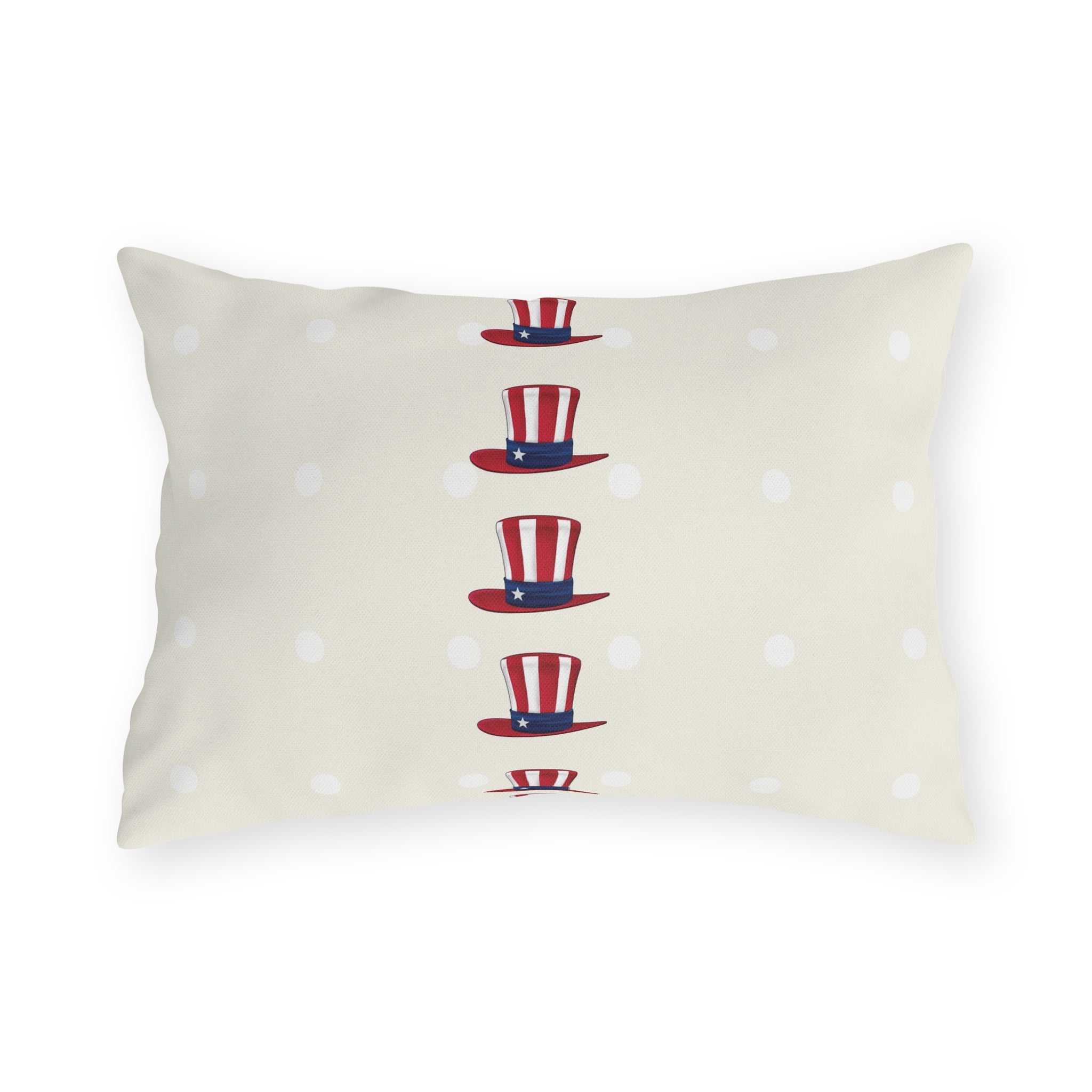 Patriotic Dots and Hats Outdoor Indoor Throw Pillow