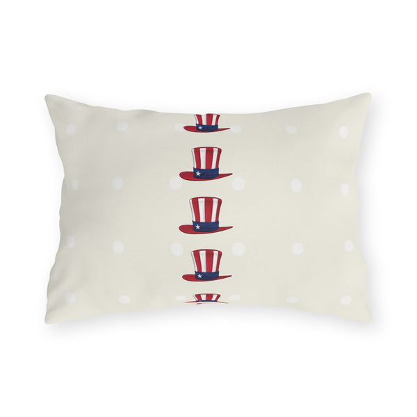 Patriotic Dots and Hats Outdoor Indoor Throw Pillow