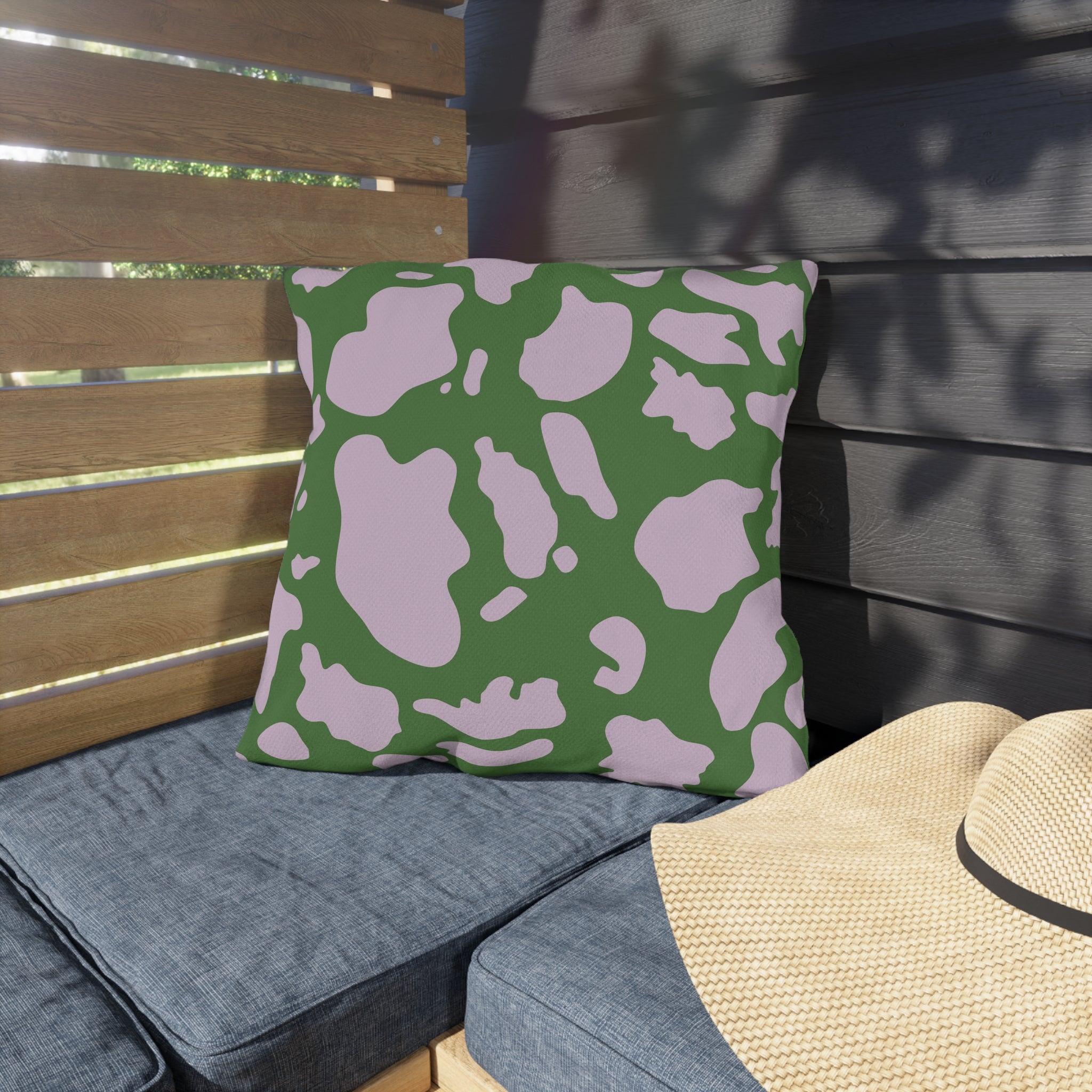 Paradox Lilac and Green Animal Print Outdoor Throw Pillow