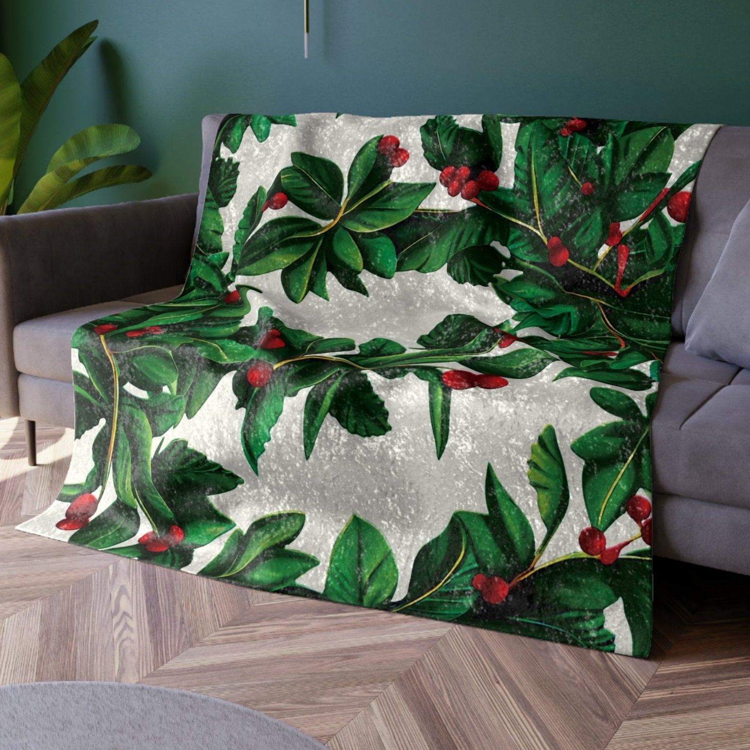 Christmas wreath throw blanket