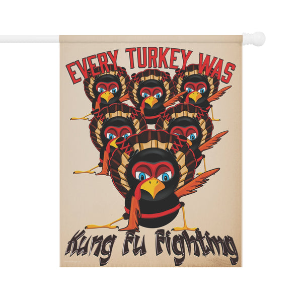 Kung Fu Turkeys Funny Thanksgiving Holiday Yard Flag
