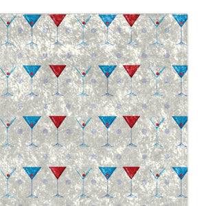 Soft sherpa blanket with 'Red, White, and Blue Martinis Chic Patriotic Throw' design