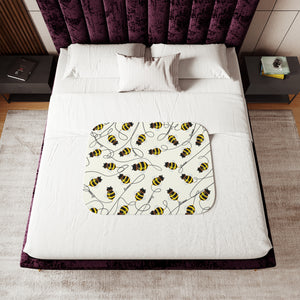 Buzzing Bees Soft Sherpa Baby Blanket | Newborn & Toddler Gift