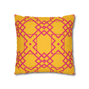 throw pillow with 'Pink & Yellow Geometric Cover' design