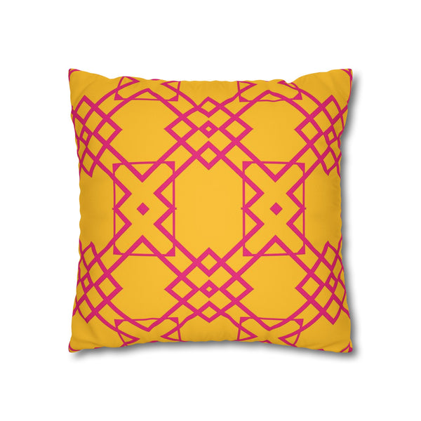 Pink & Yellow Geometric Soft Throw Pillow Cover