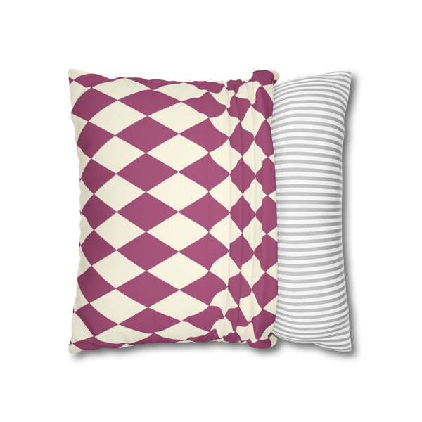 Pink & Ivory Harlequin Reversible Throw Pillow Cover