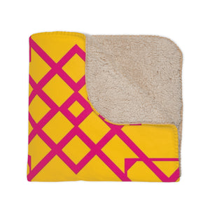 Yellow & Pink Geometric Sherpa Throw Blanket