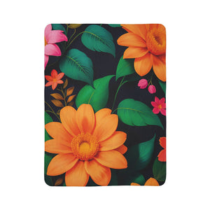 Soft sherpa blanket with 'Orange Floral Sherpa Throw' design