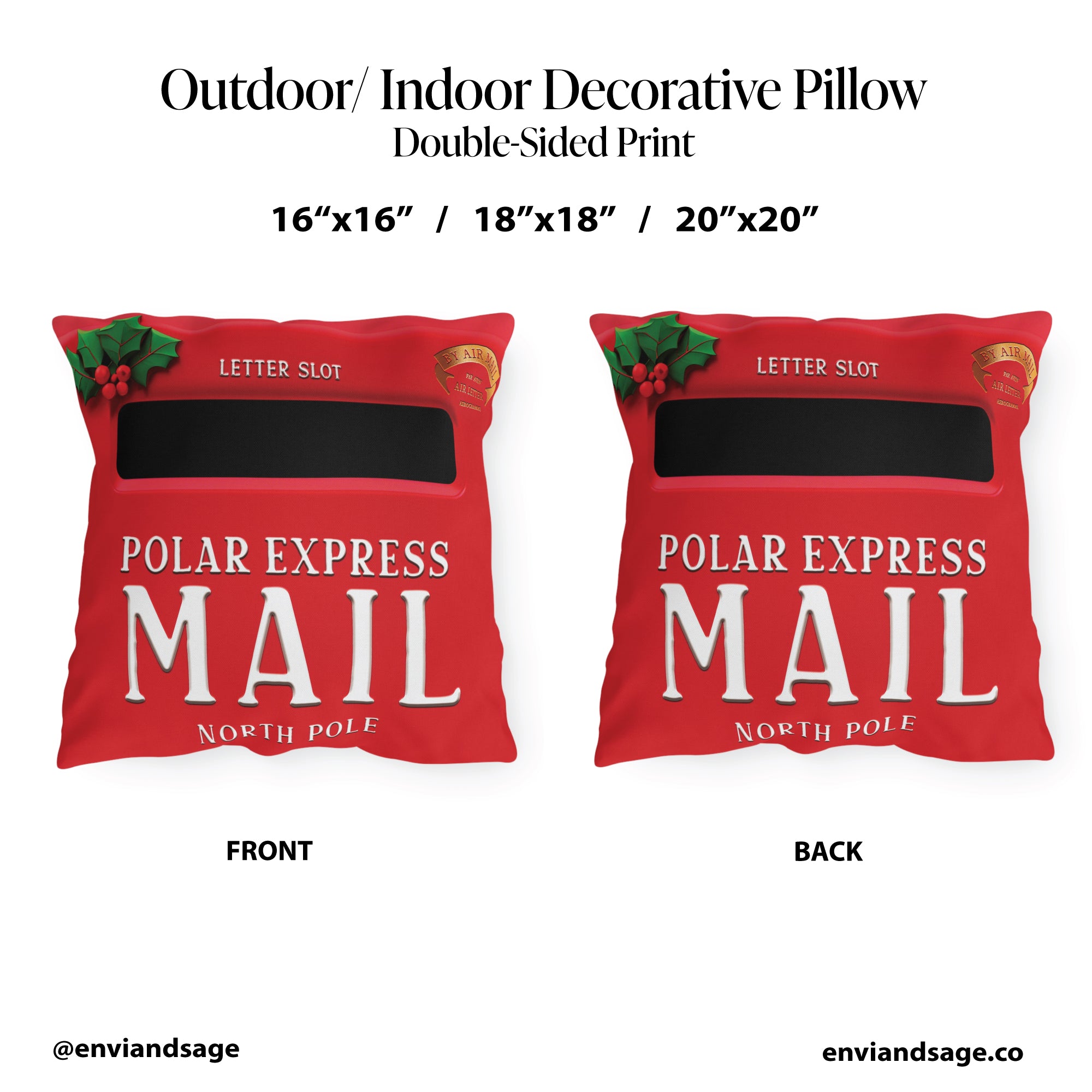 Polar Express Santa's Mailbox Holiday Pillow