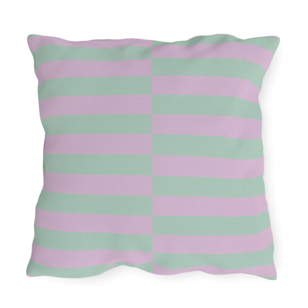 Lilac & Mint Green Striped Indoor Outdoor Throw Pillow