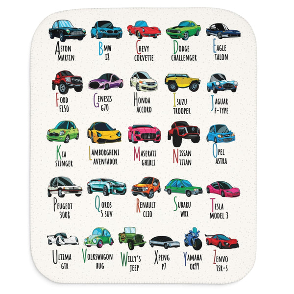ABC Cars alphabet baby blanket