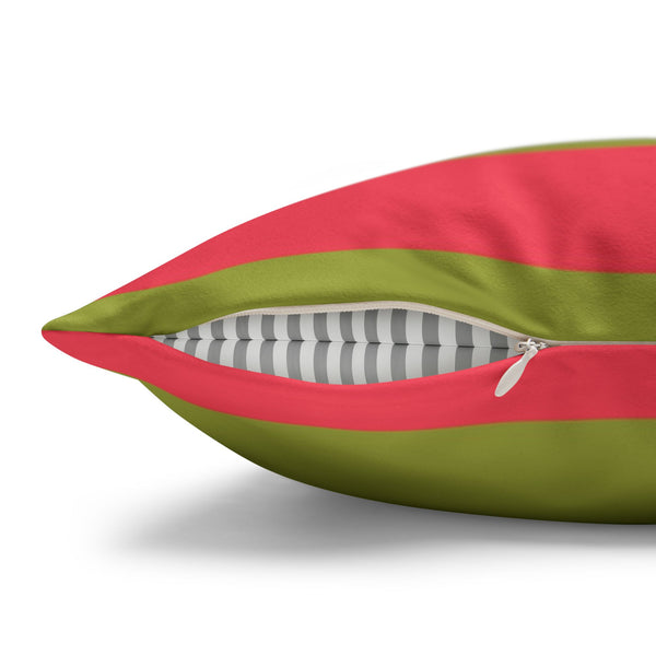Red and Green Striped Christmas Pillow Cover