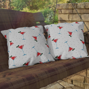 throw pillow with 'Martini Outdoor Holiday Cocktail Decor' design