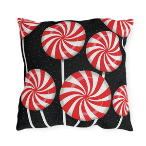 throw pillow with 'Candy Cane Reversible Christmas' design