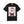 Black t-shirt with a graphic of Santa Claus in a mugshot style design on a white background.