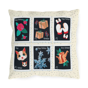 throw pillow with 'Classic Christmas Outdoor Holiday Decor' design