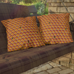 Honeycomb Bees Indoor Outdoor Accent Pillow Spring Patio Decor