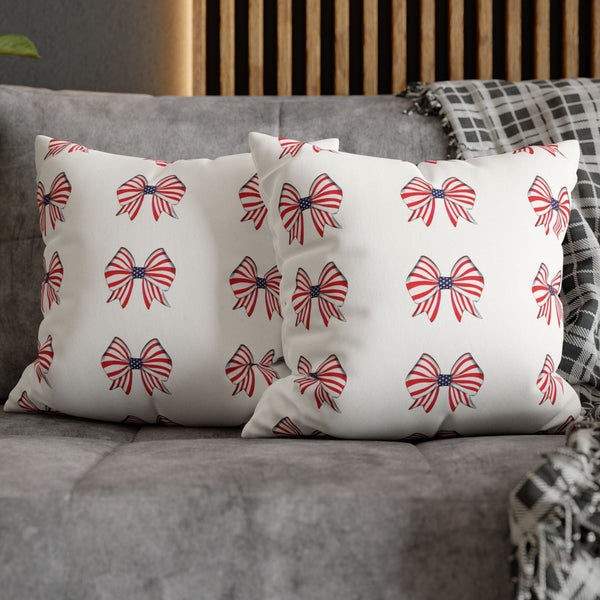 Patriotic Bows 4th of July Soft Accent Pillow Cover