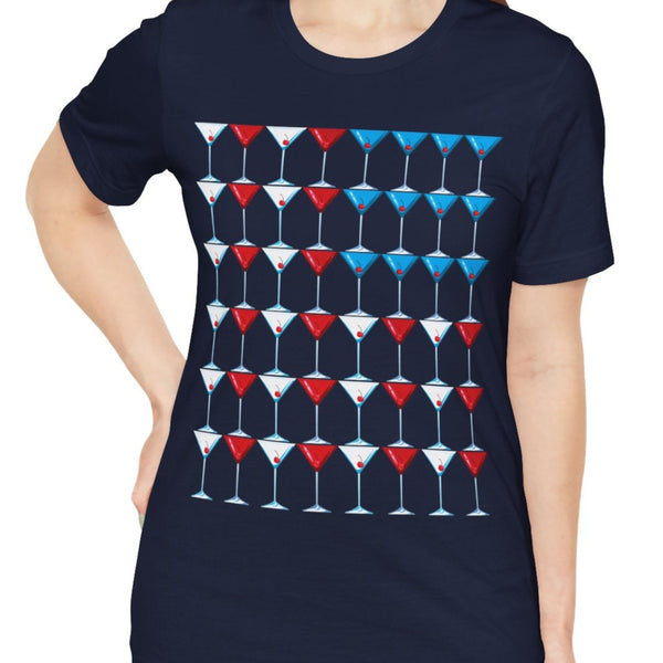 Martini American Flag Patriotic July 4th T-Shirt