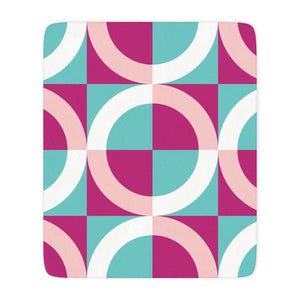 Pink & Blue Modern Geometric Sherpa Throw Blanket