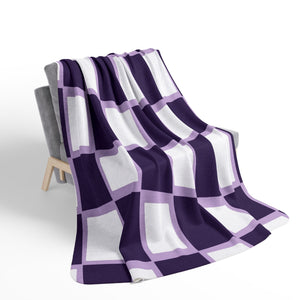 Checkered Purple Whimsical Sherpa Throw