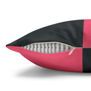 Pink & Dark Grey Checkered Faux Suede Pillow Cover