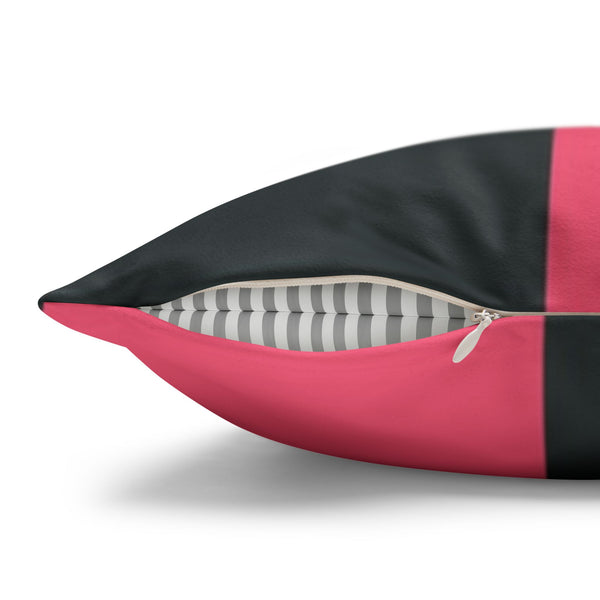 Pink & Dark Grey Checkered Faux Suede Pillow Cover