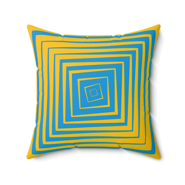 Yellow & Blue Reversible Retro Throw Pillow