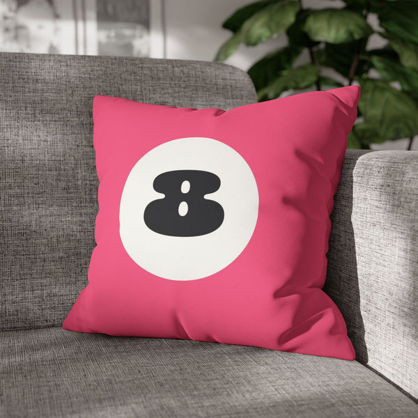 Pink 8 Ball Faux Suede Decorative Pillow Cover