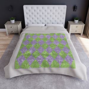 Purple and Green Harlequin Decorative Throw