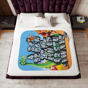 soft sherpa blanket with 'ABC Dinosaur | Newborn & Toddler' design
