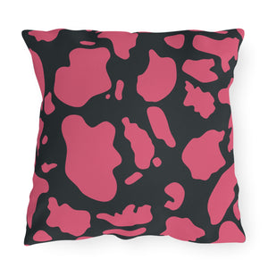 pink and black cow animal print decorative throw pillow outdoor decor