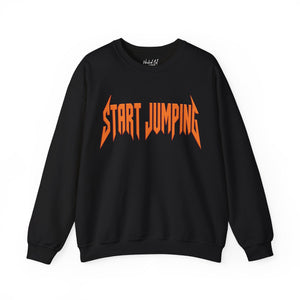 Black sweatshirt with colorful graphic design on a white background